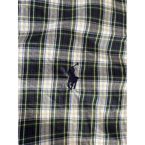 Ralph Lauren Classic Fit, Button Up LRG Blue w/Green Plaid Navy Pony Long Sleeve - Picture 3 of 11